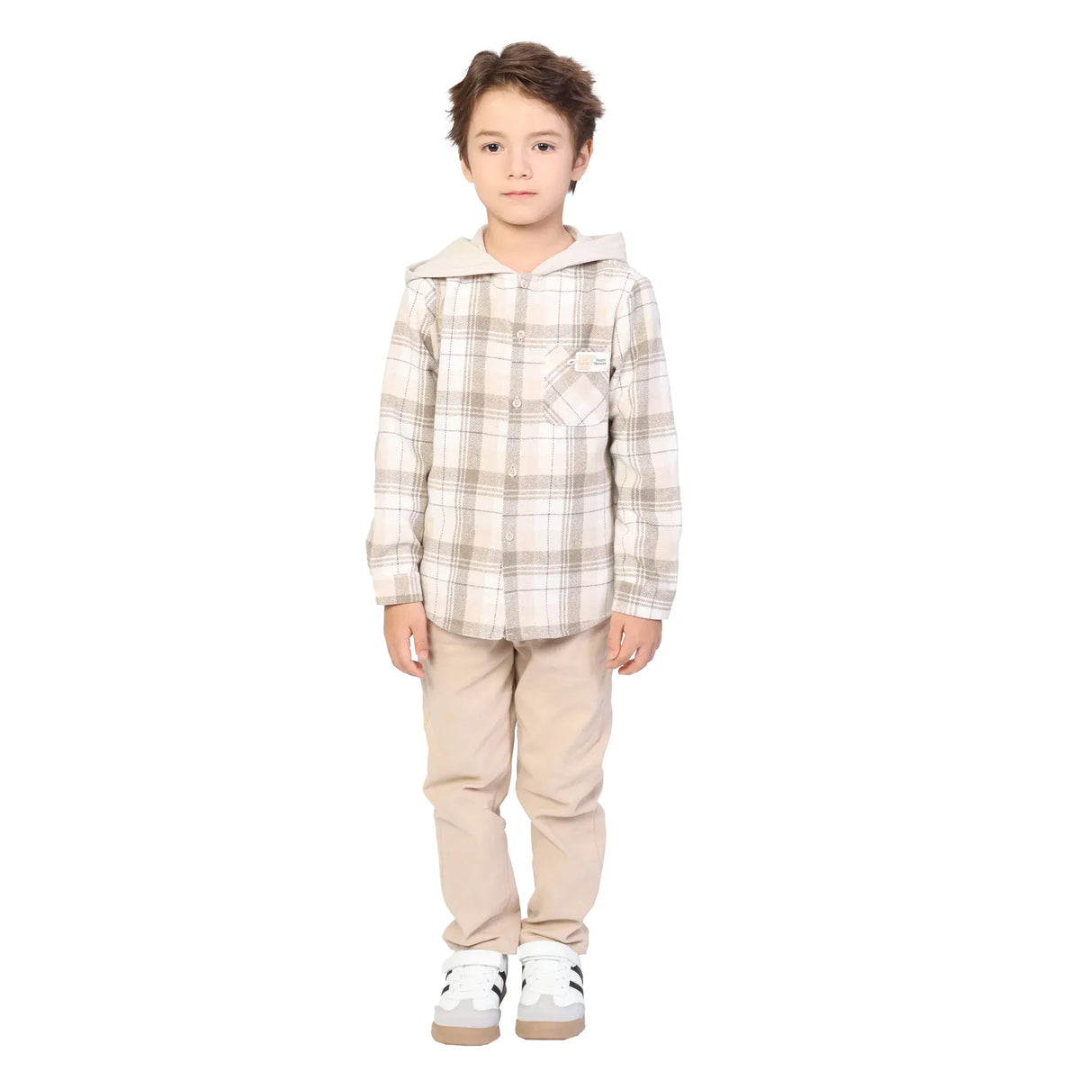 Khaki Checked Classic Shirt for Boys Image