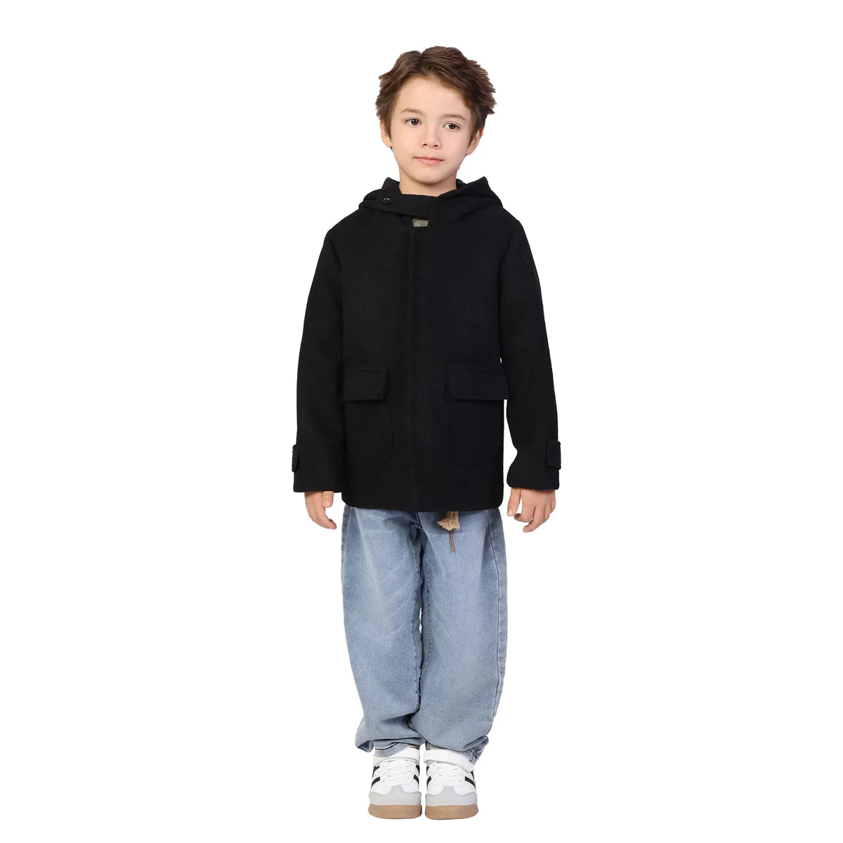 Black Plain Classic Jacket for Boys Image