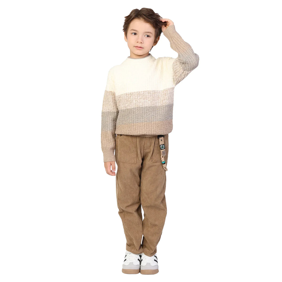 Dark Khaki Plain Classic Pants for Boys Image