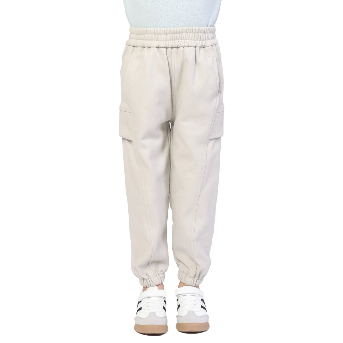 Light Grey Beige Plain Classic Pants for Boys Image