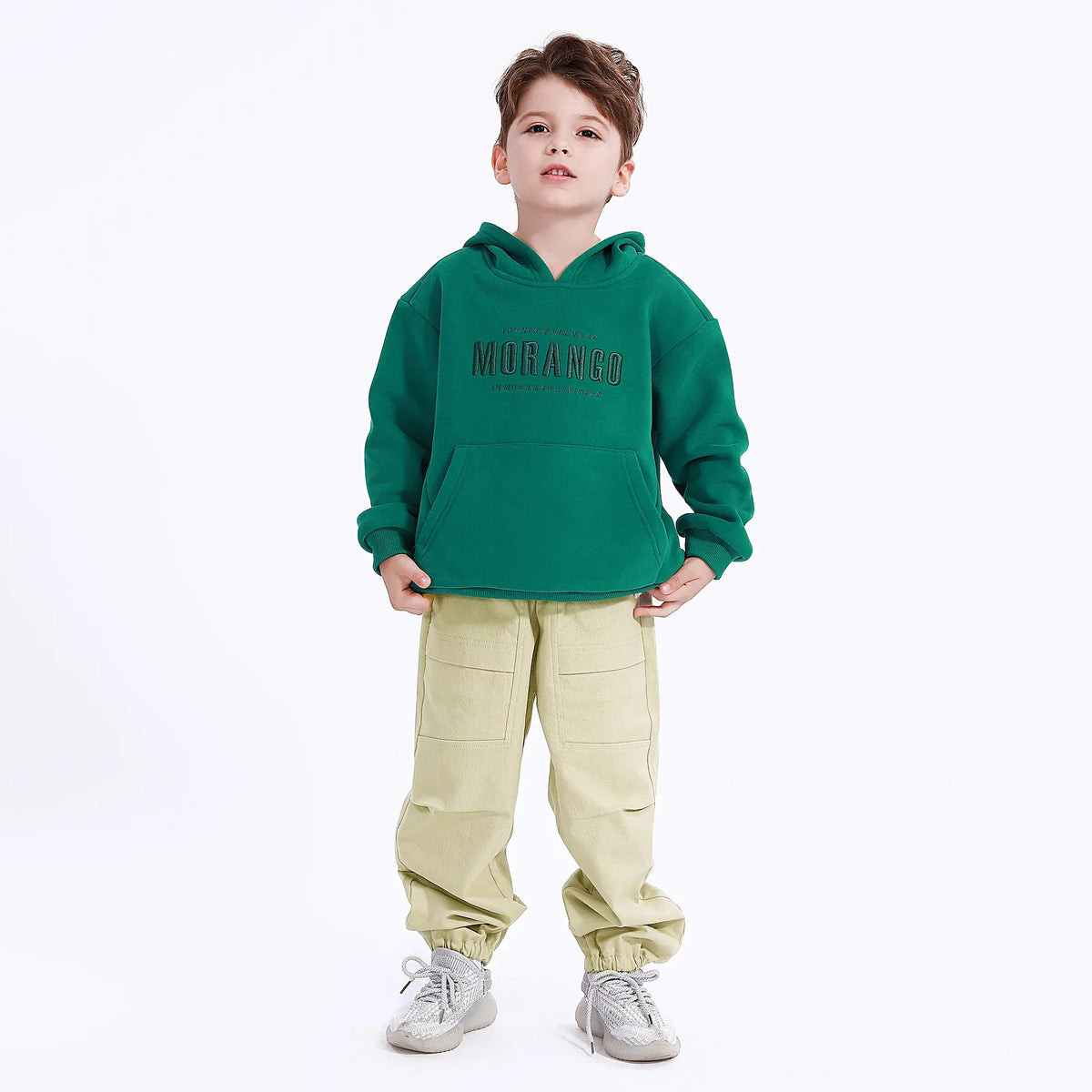 Beige Casual Plain Pants for Boys Image