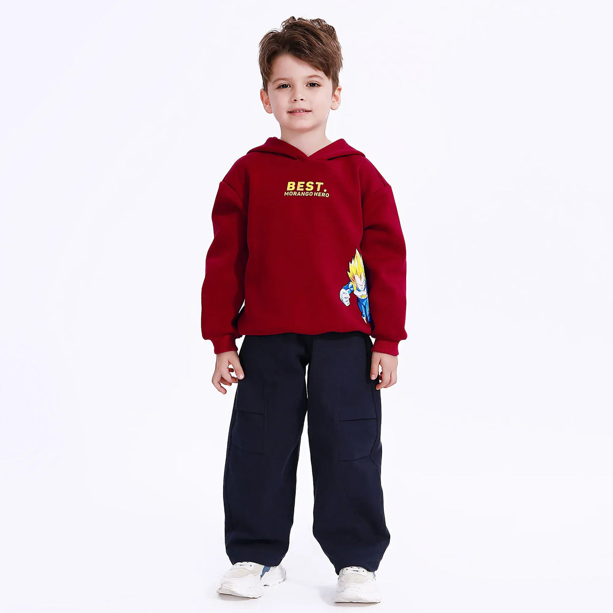 Maroon Casual Printed Hoodie for Boys Image