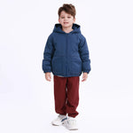 Grey Blue Casual Plain Jacket for Boys Image