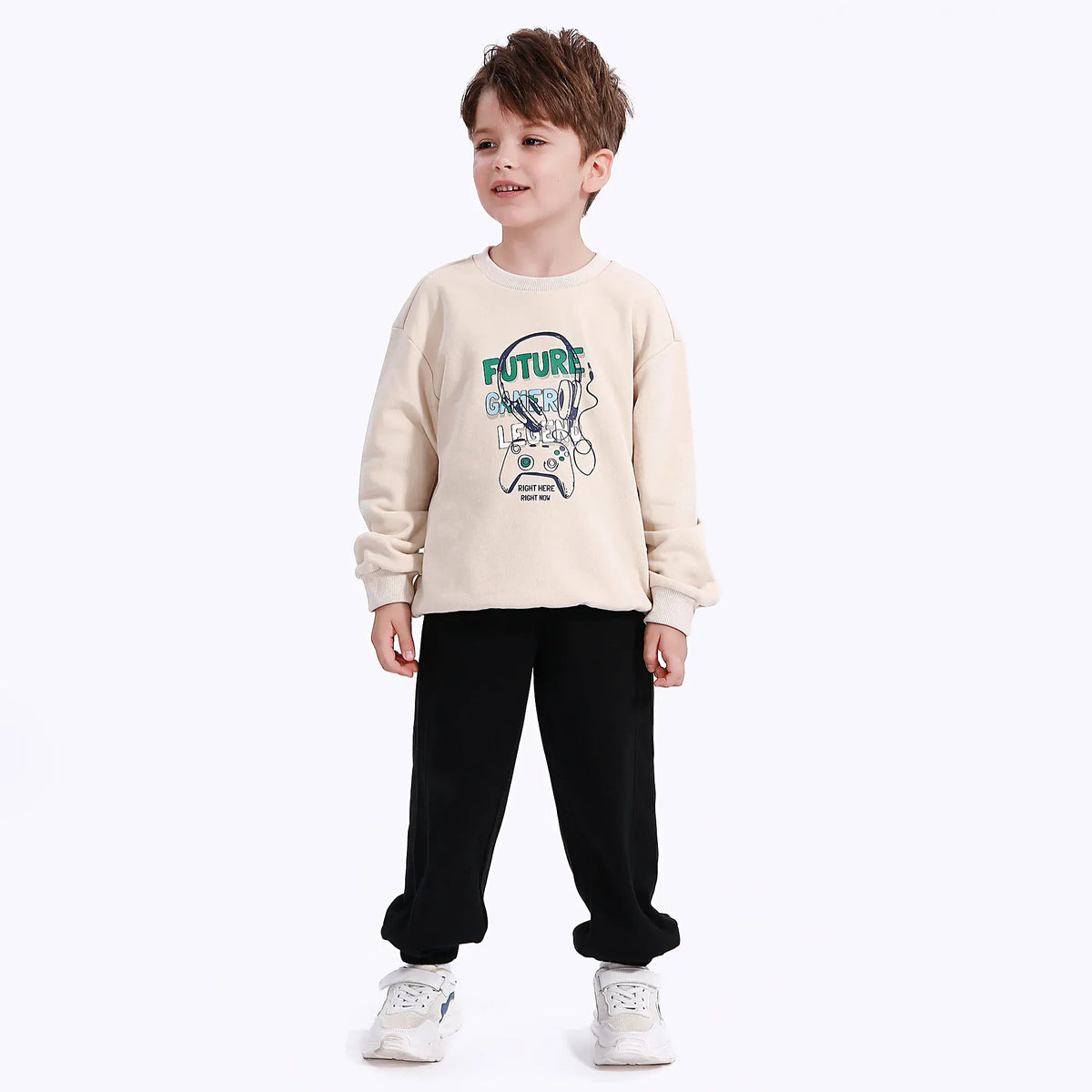 Black Casual Plain Pants for Boys Image