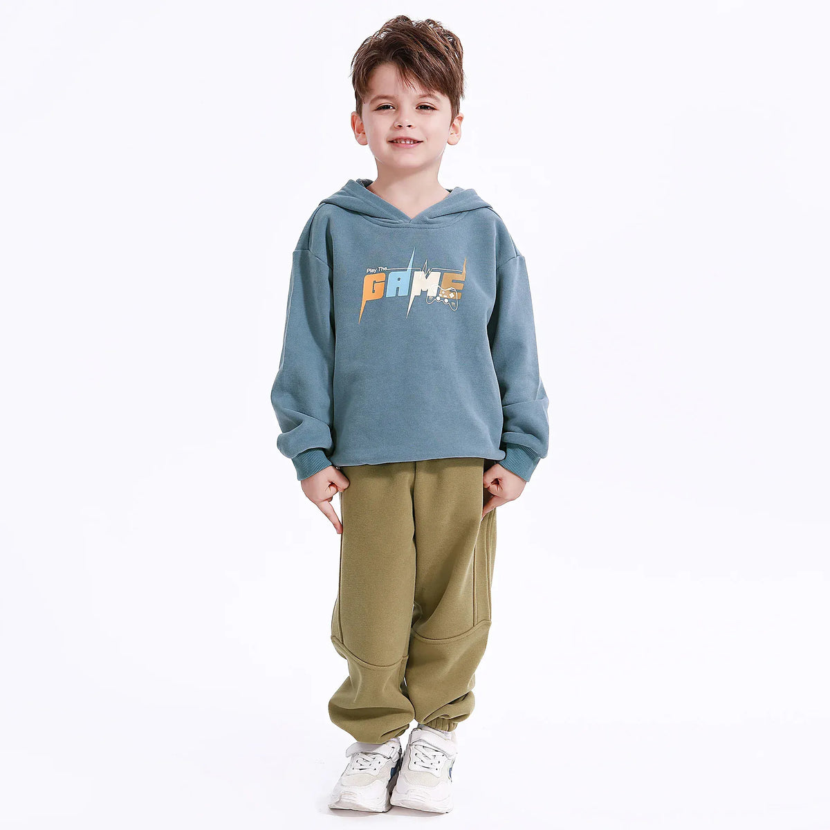 Light Blue Casual Printed Hoodie for Boys Image