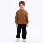 Dark Khaki Casual Plain Sweatshirt for Boys Image
