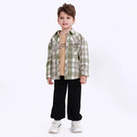 Army Green Casual Checked Shirt for Boys Image