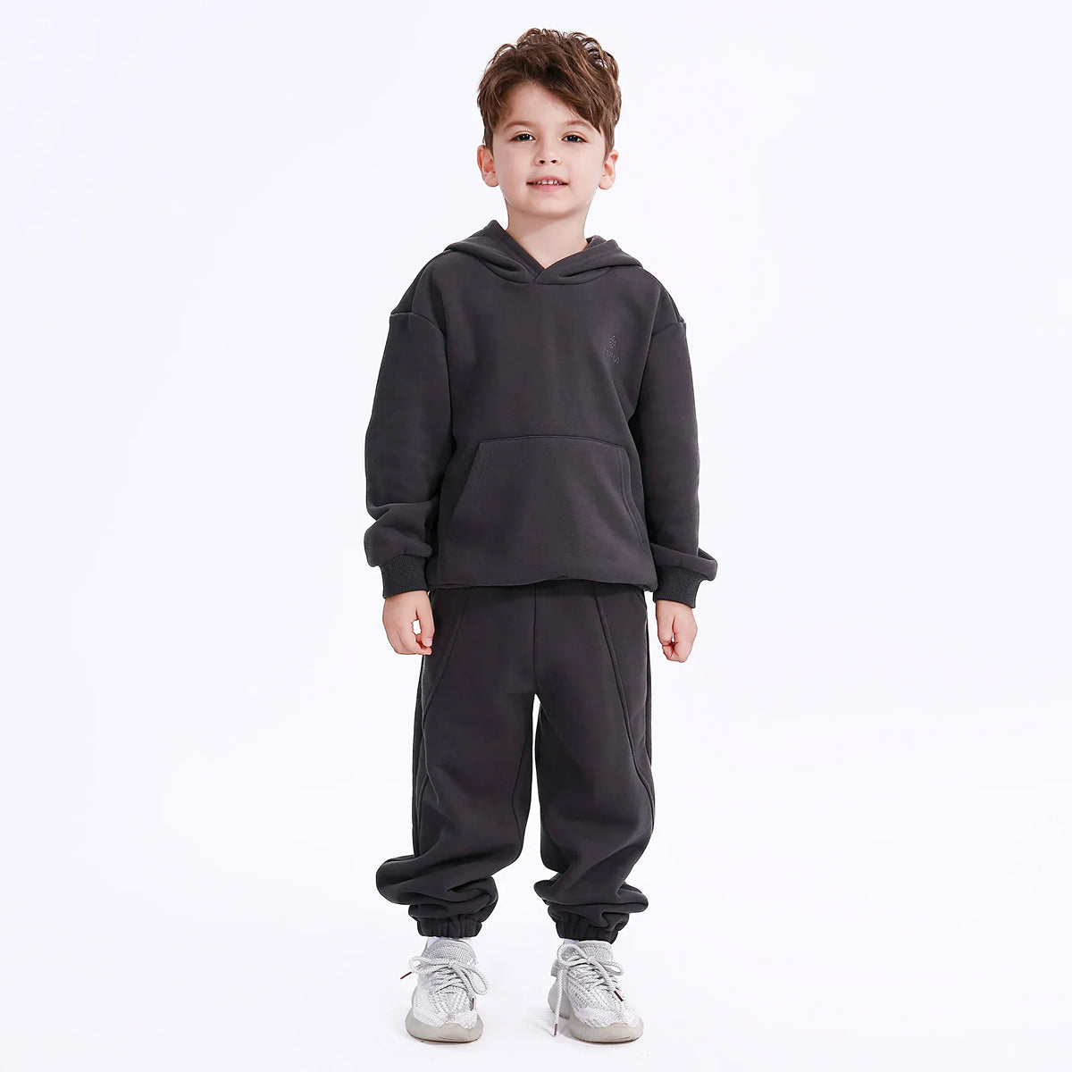 Dark Grey Casual Plain Pants for Boys Image