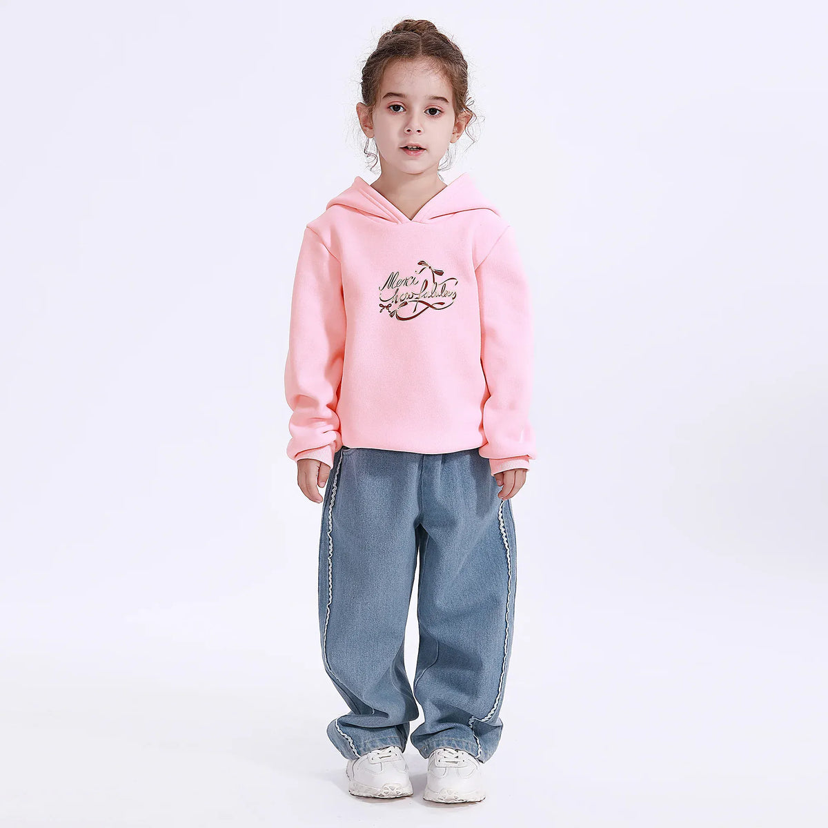 Pink Casual Printed Hoodie for Girls Image