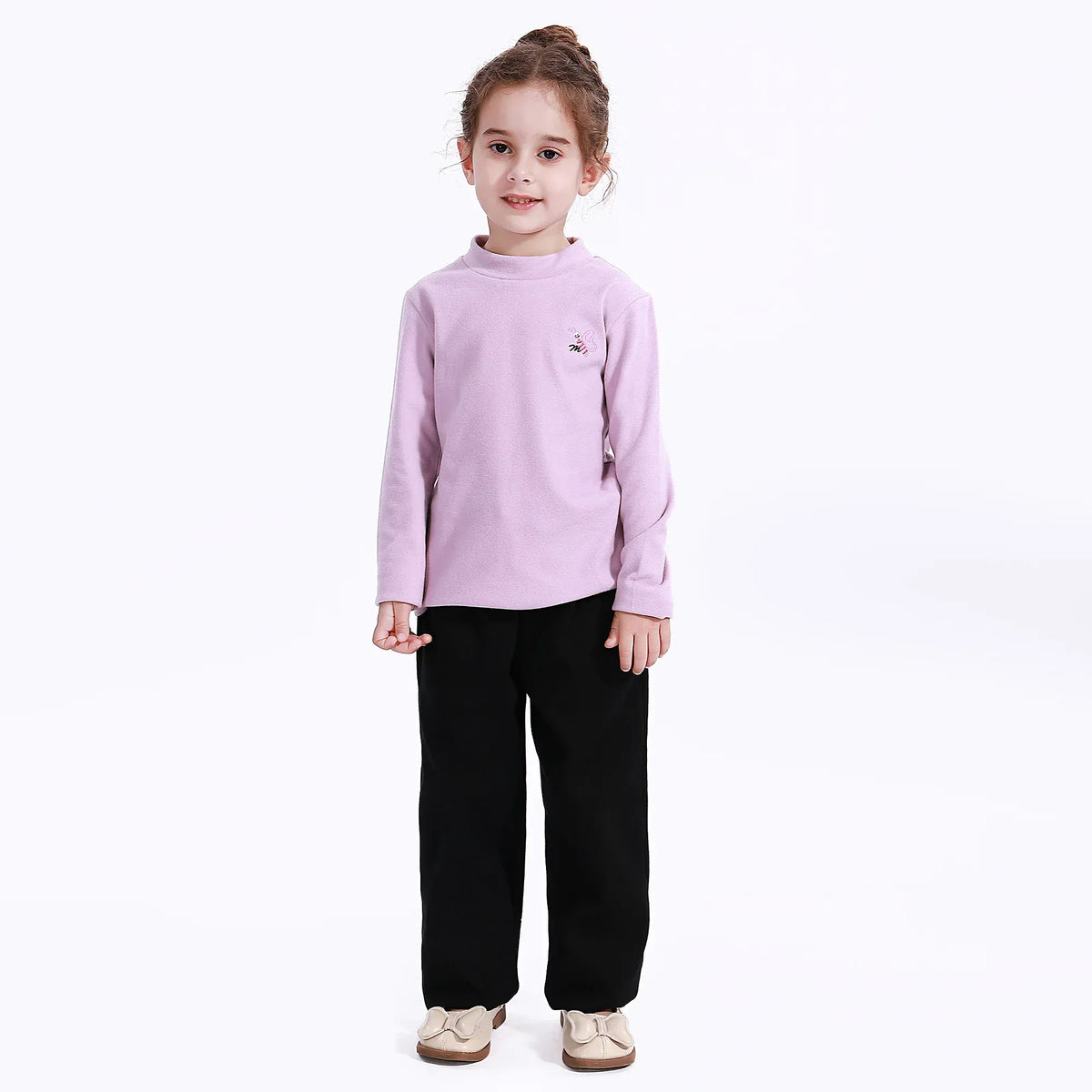 Light Purple Casual Embroidery T.Shirt for Girls Image
