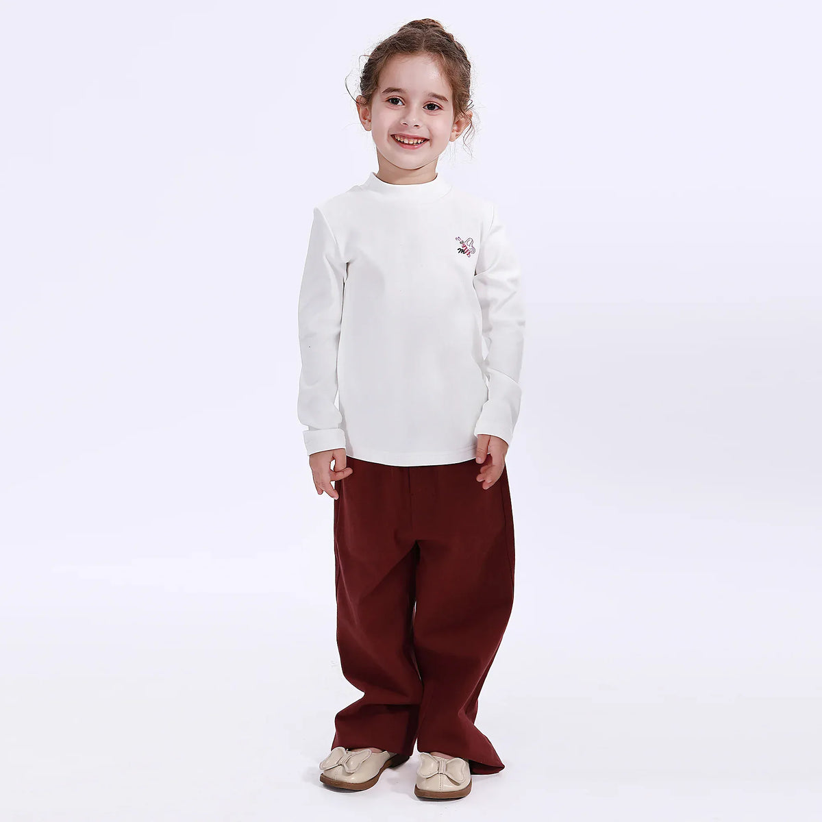 Off White Casual Embroidery T.Shirt for Girls Image