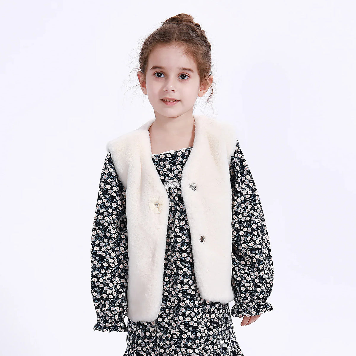 Casual Solid Waistcoat for Girls Image