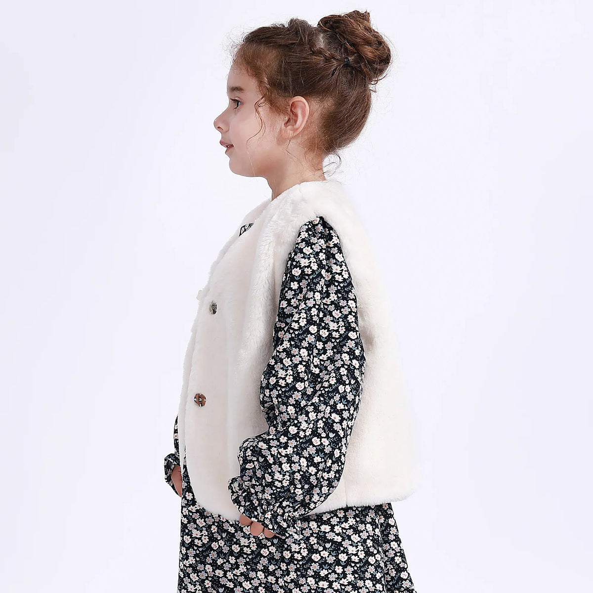 Casual Solid Waistcoat for Girls Image