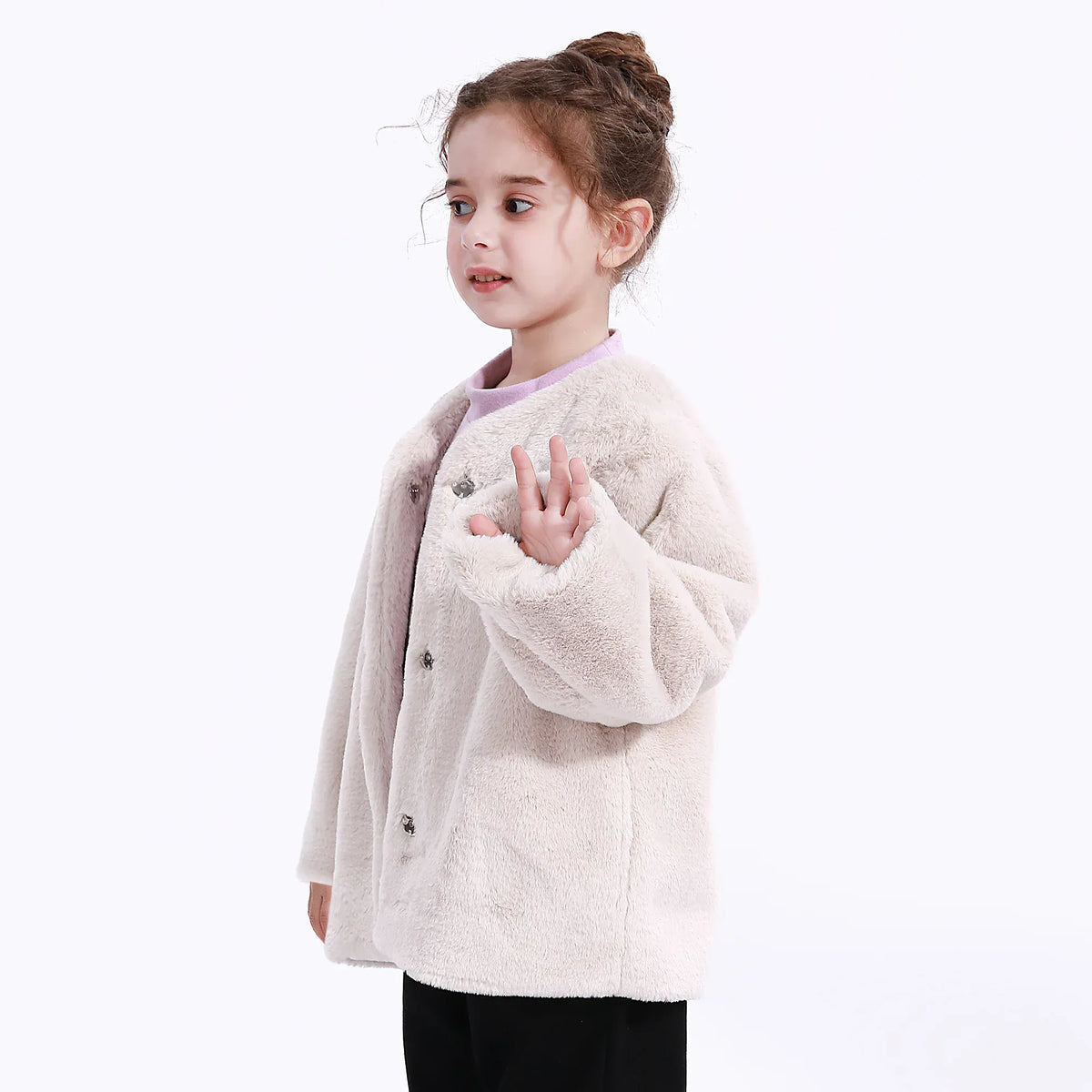 Casual Solid Jacket for Girls Image