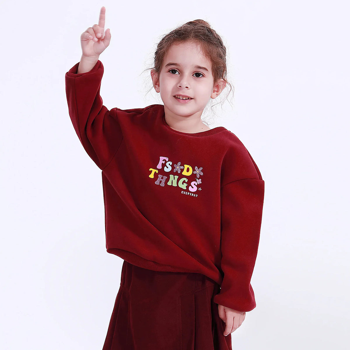 Maroon Casual Printed Sweatshirt for Girls Image