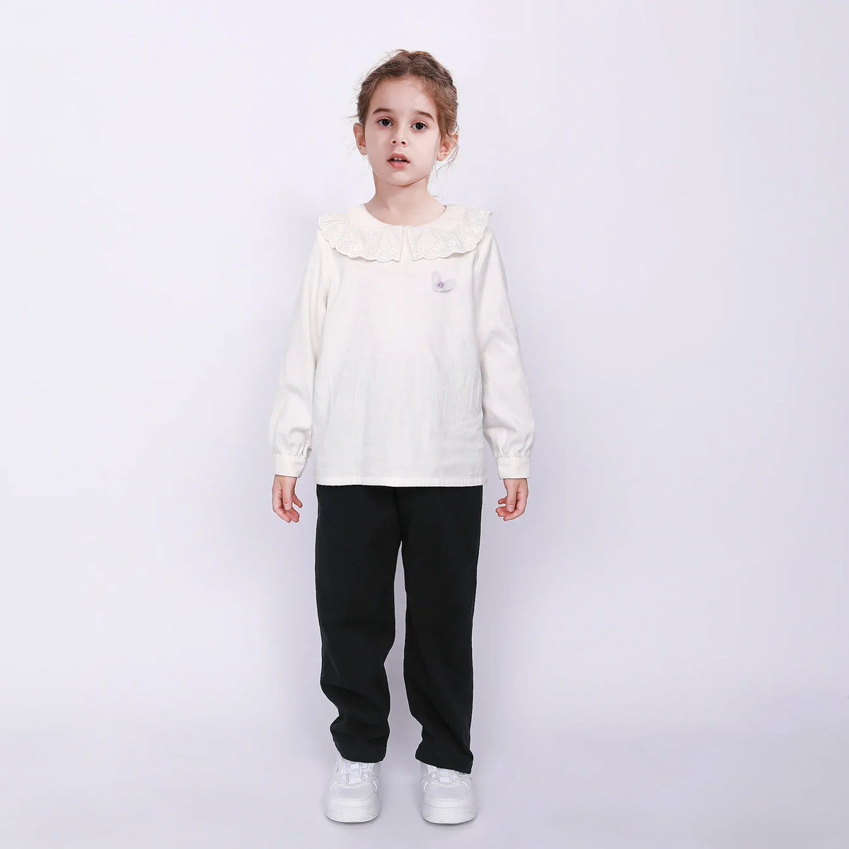 Black Casual Plain Pants for Girls Image