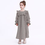 Brown Casual Checked Dress for Girls Image
