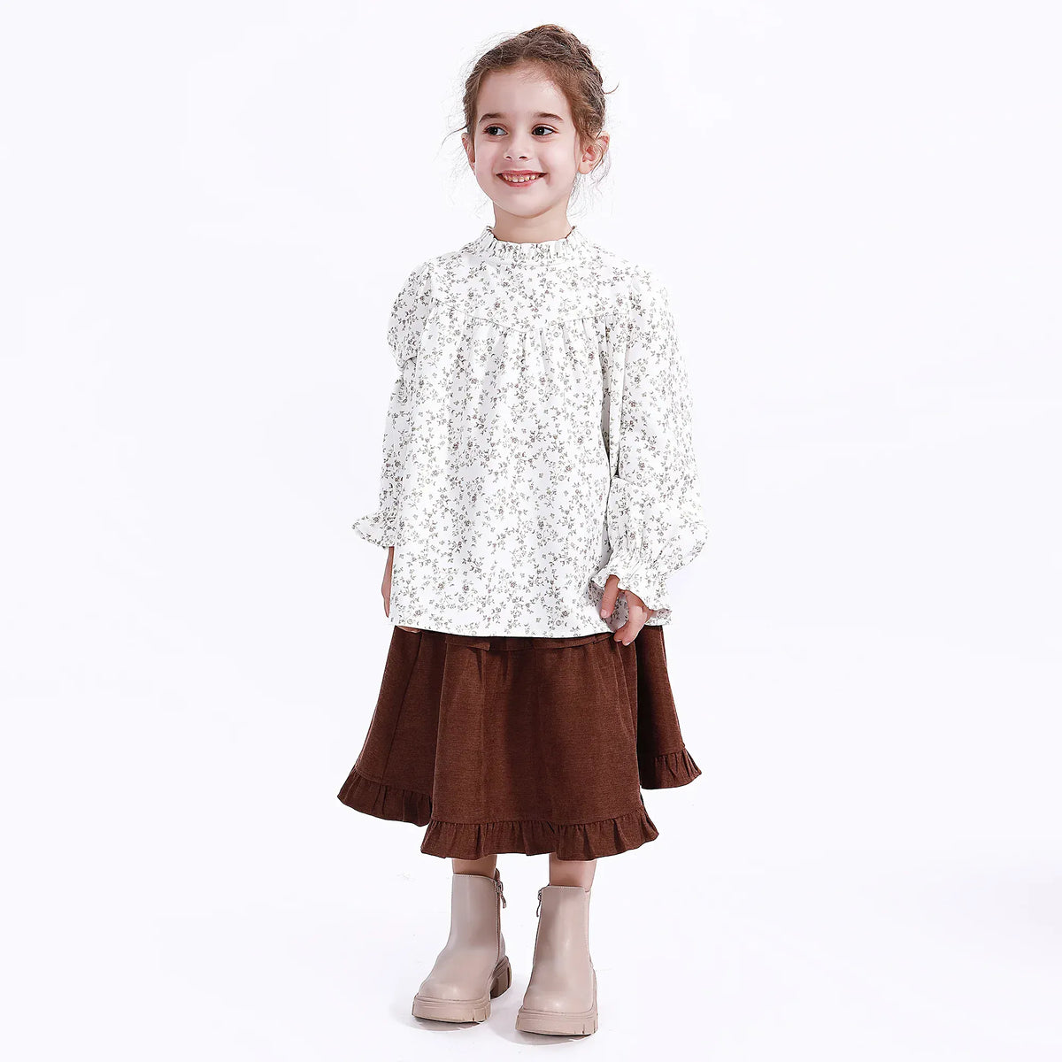 Off White Casual Floral Blouse for Girls Image