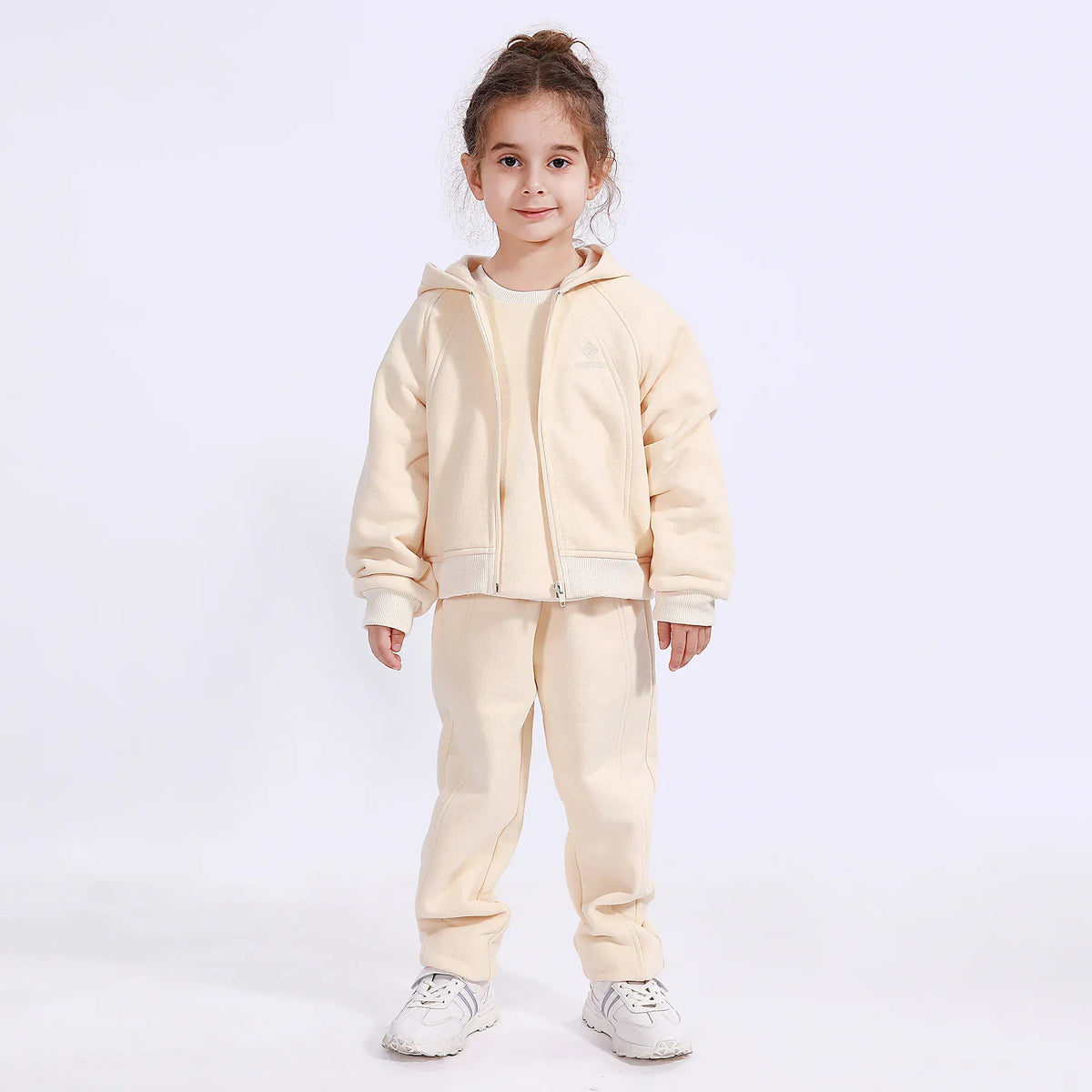 Light Beige Casual Embroidery Jacket for Girls Image