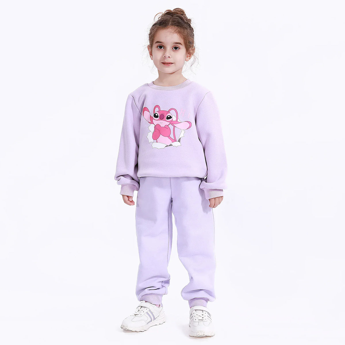 Light Purple Casual Plain Pants for Girls Image