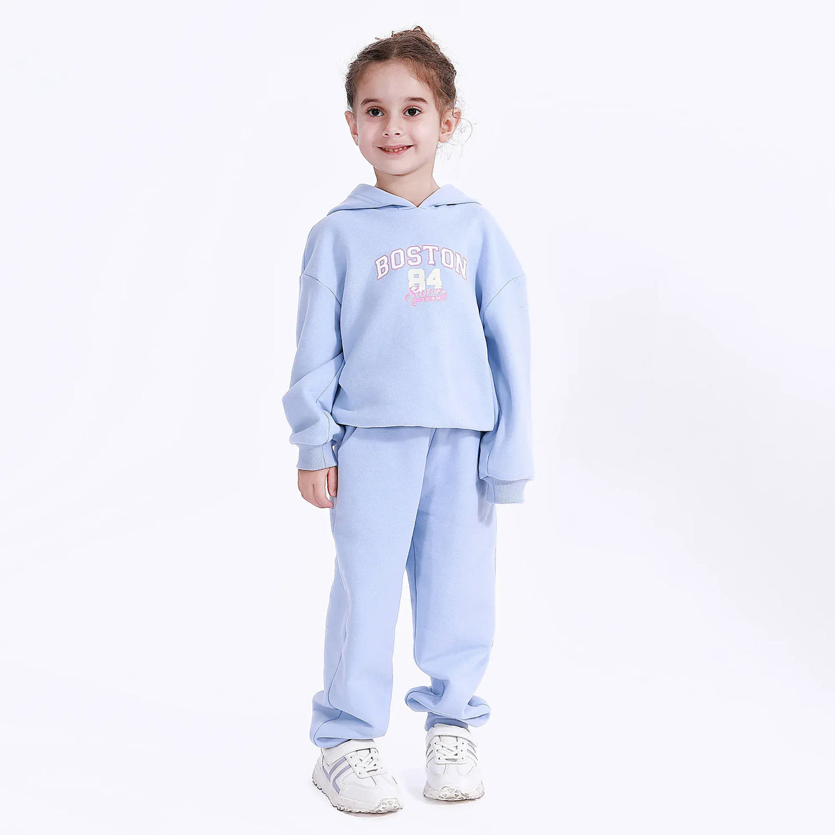 Light Blue Casual Printed Hoodie for Girls Image