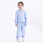 Light Blue Casual Printed Hoodie for Girls Image