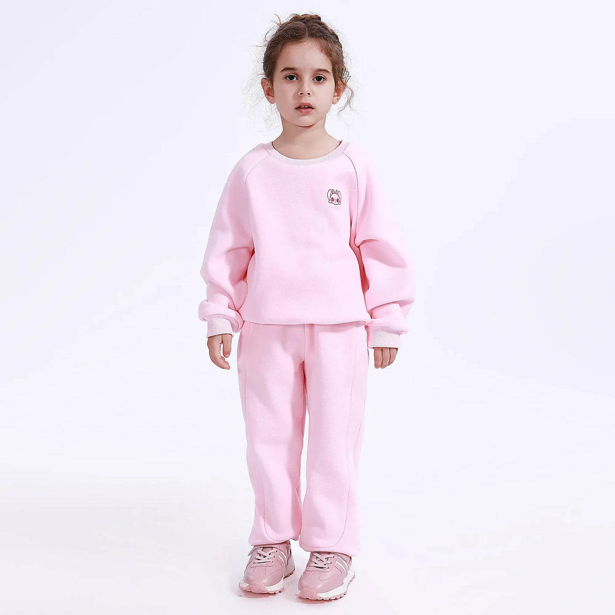 Light Pink Casual Printed Pants for Girls Image