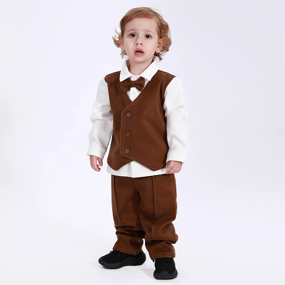 Brown Casual Plain Pants for Baby boy Image