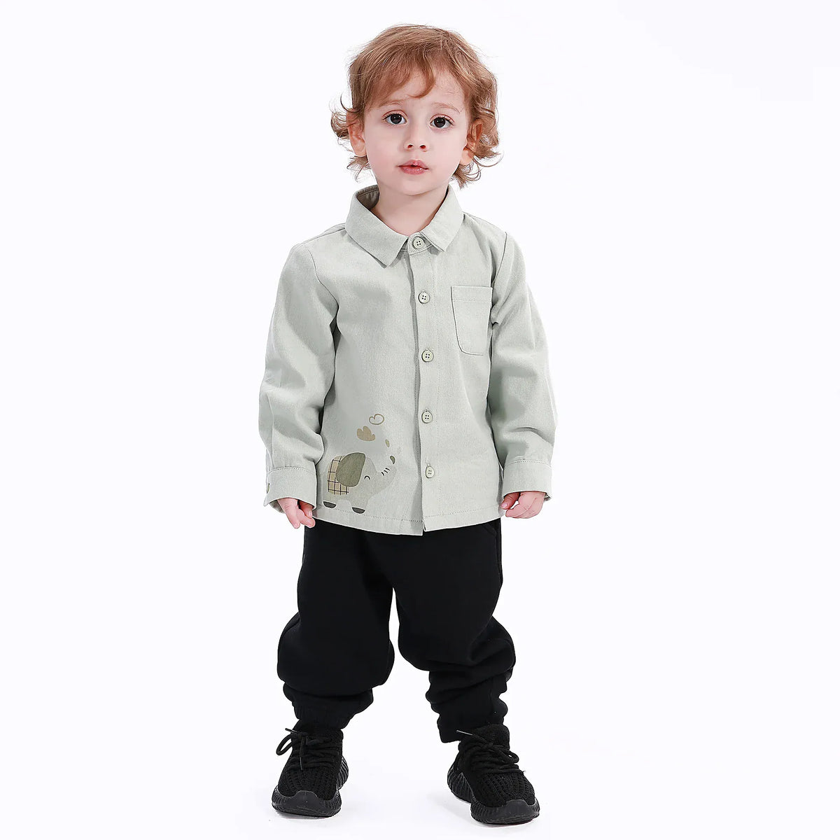 Black Casual Plain Pants for Baby boy Image