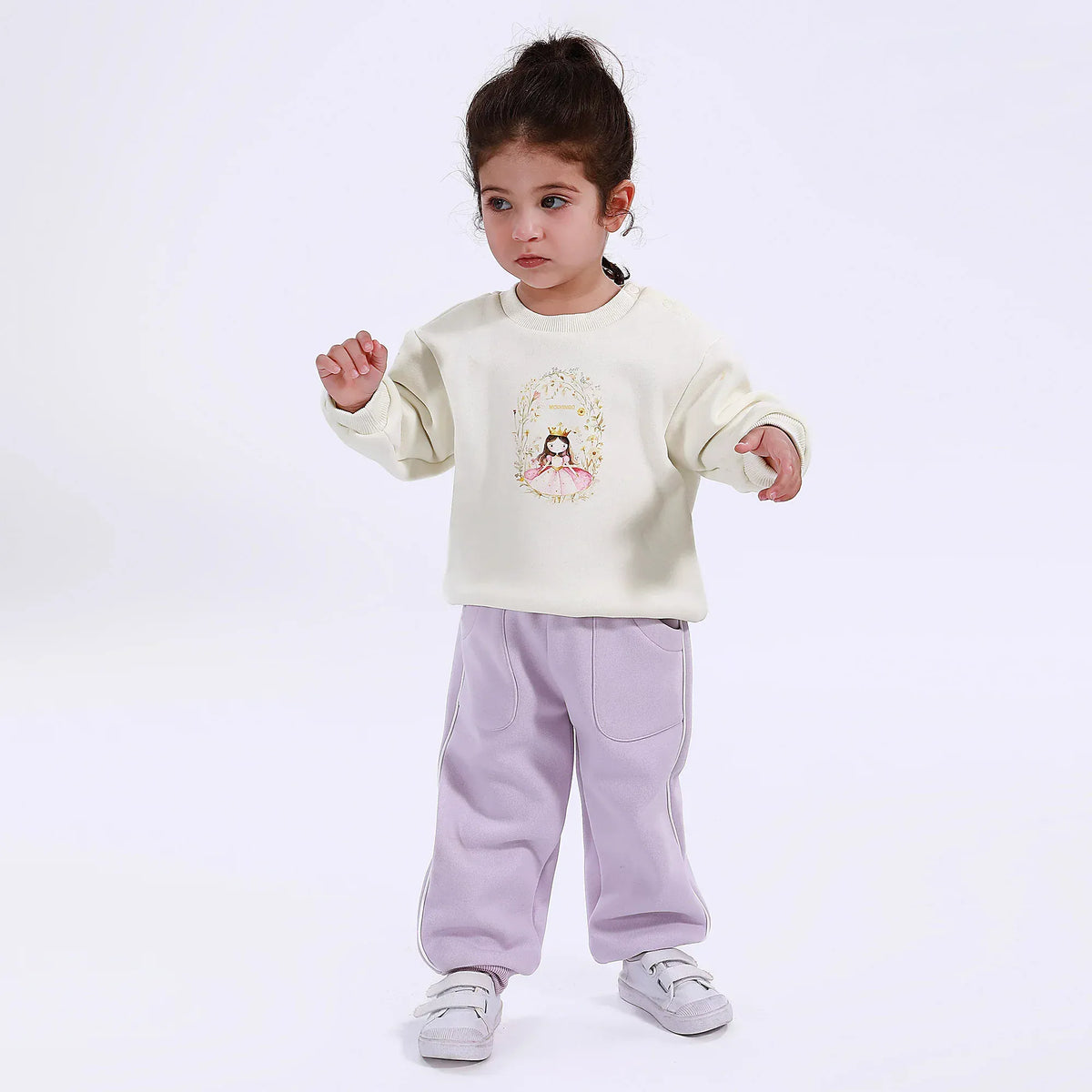 Off White Casual Printed Sweatshirt for Baby girl Image