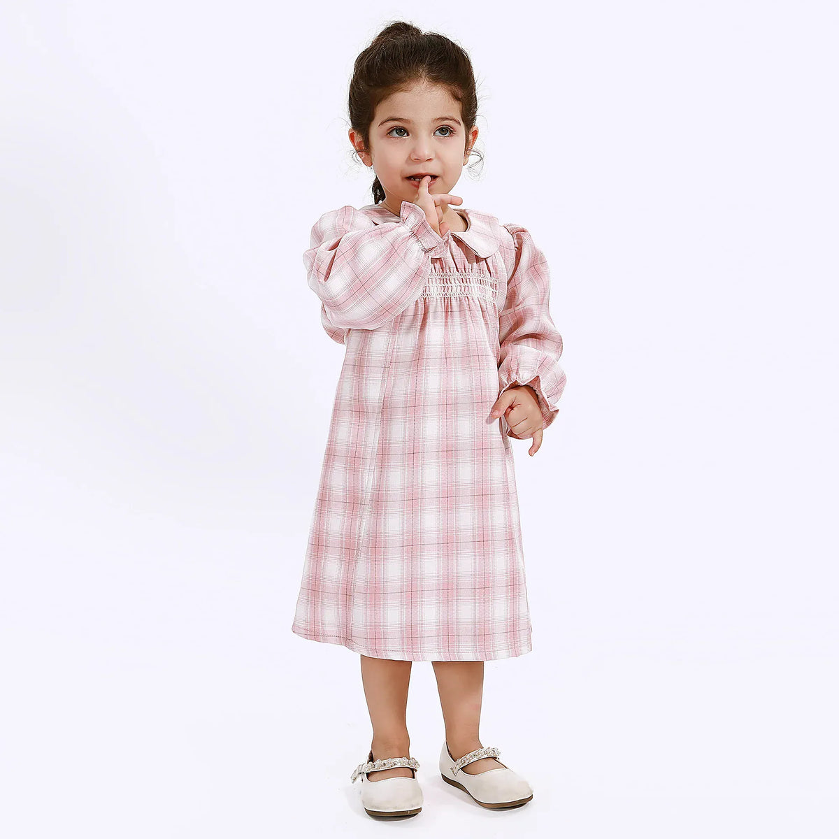 Pink Casual Checked Dress for Baby girl Image