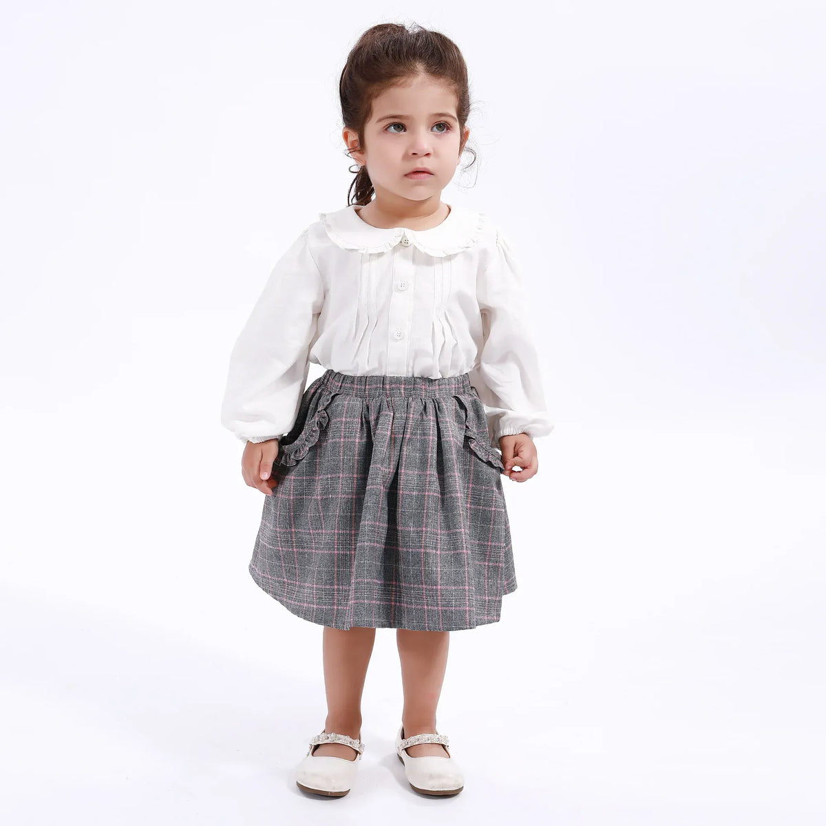 Grey Casual Checked Skirt for Baby girl Image