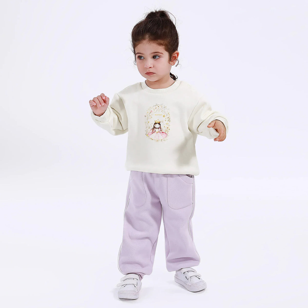 Light Purple Casual Embroidery Pants for Baby girl Image