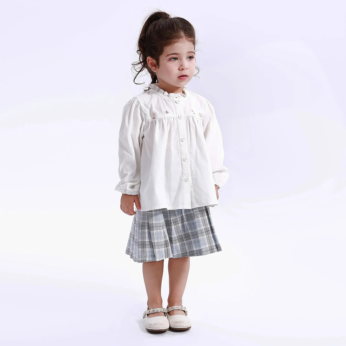 White Casual Embroidery Shirt for Baby girl Image