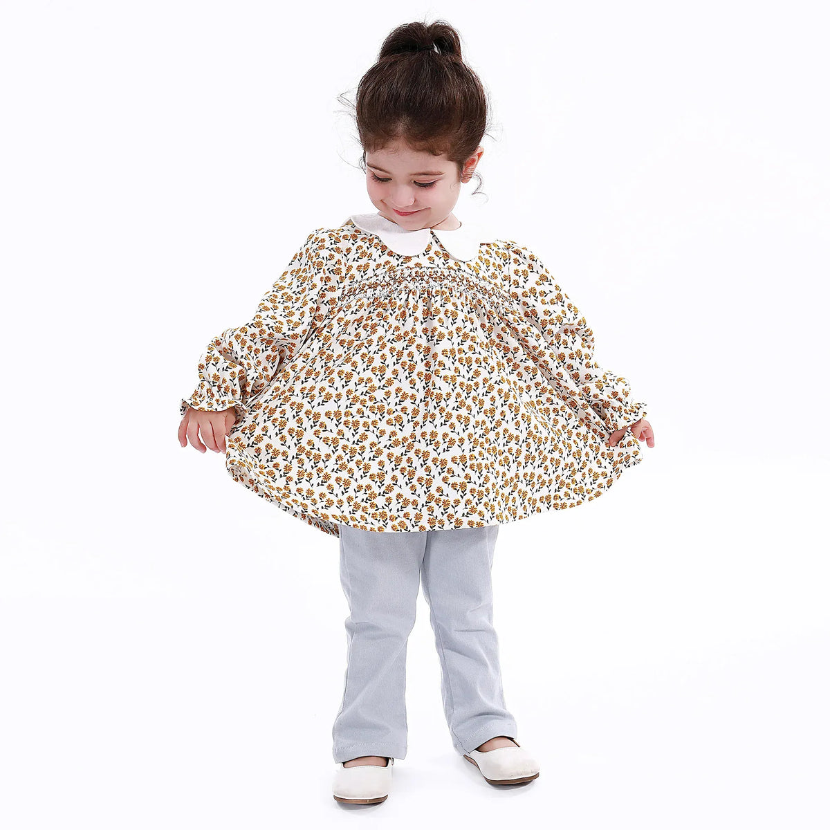 Yellow Casual Floral Blouse for Baby girl Image