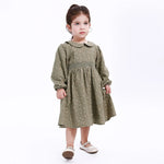 Army Green Casual Floral Dress for Baby girl Image