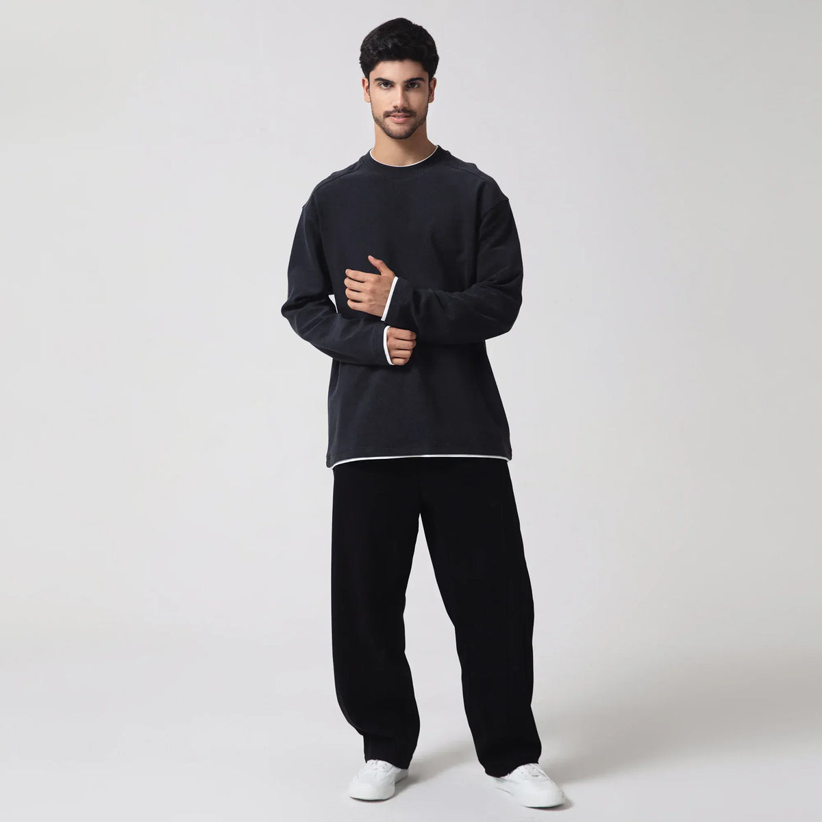 Grey Casual Plain Sweatshirt for Men Image