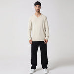 Beige Casual Solid Sweater for Men Image