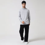 Light Grey Casual Plain Sweater for Men Image