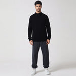 Black Casual Plain Sweater for Men Image