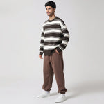 Green Casual Striped Sweater for Men Image
