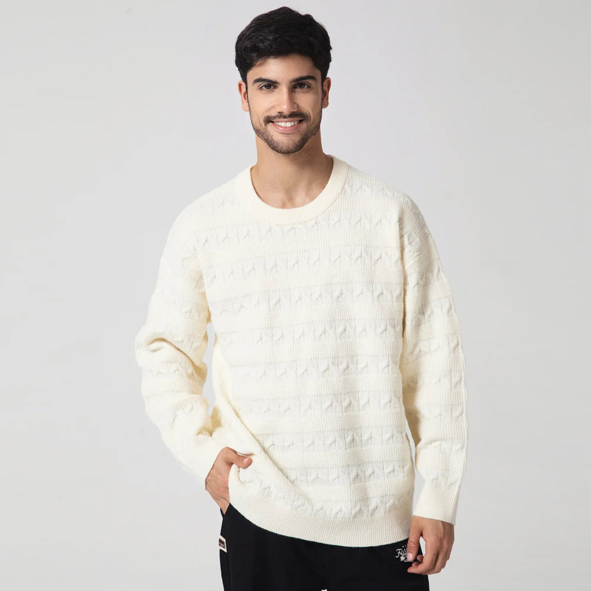 Casual Jacquard Sweater for Men Image