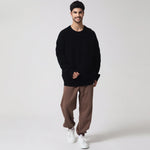 Black Casual Jacquard Sweater for Men Image