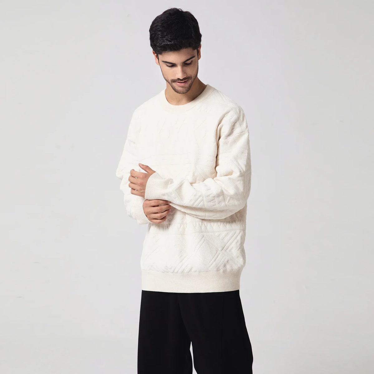 Casual Jacquard Sweater for Men Image
