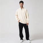 Beige Casual Plain Sweater for Men Image