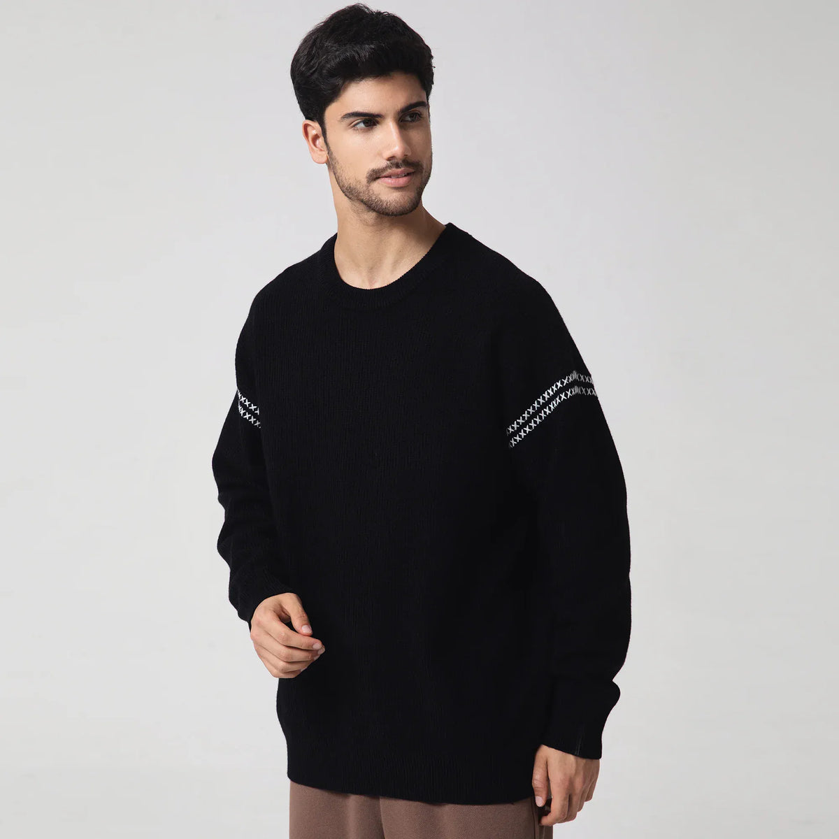 Casual Jacquard Sweater for Men Image
