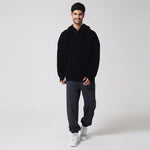 Black Casual Jacquard Sweater for Men Image