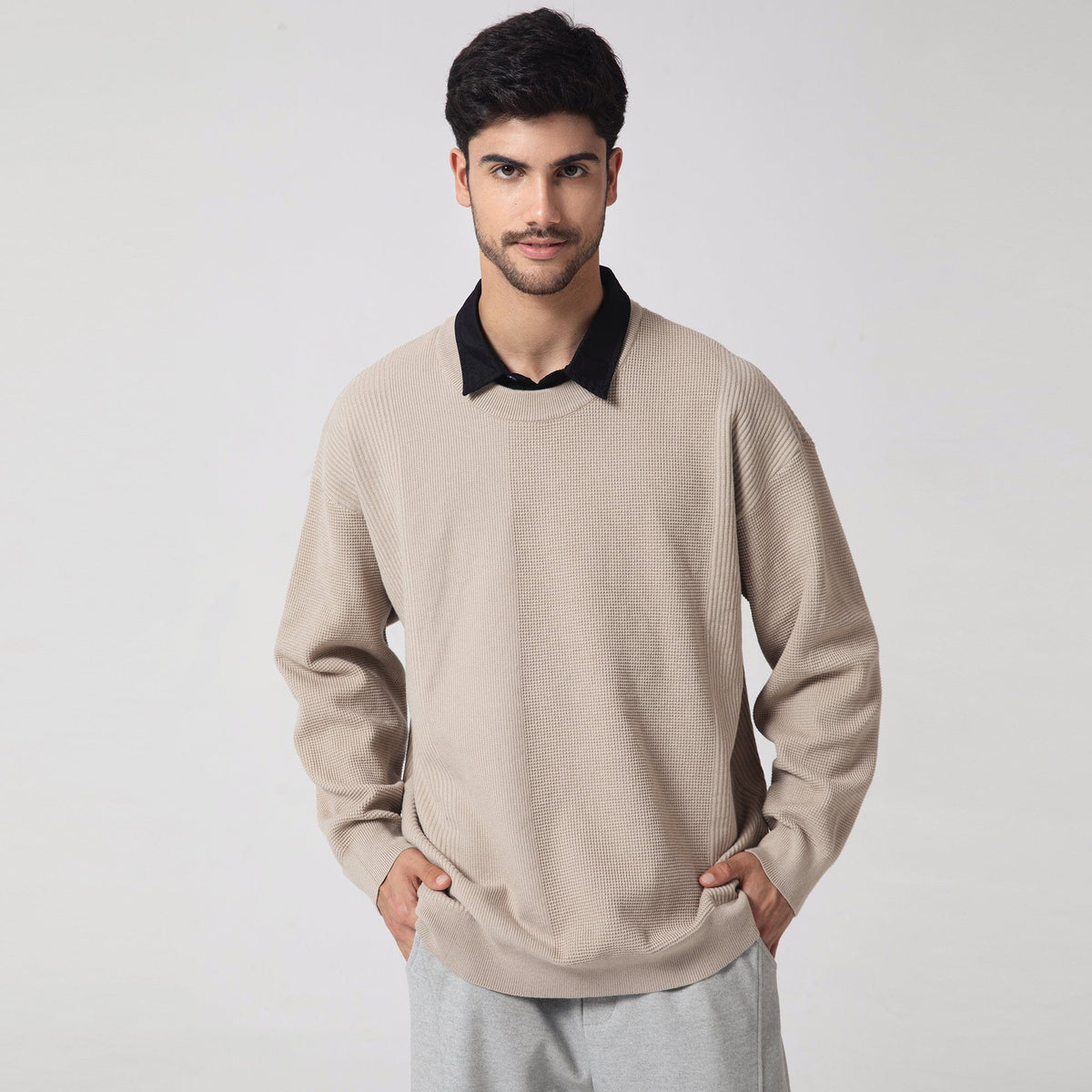 Casual Plain Sweater for Men Image