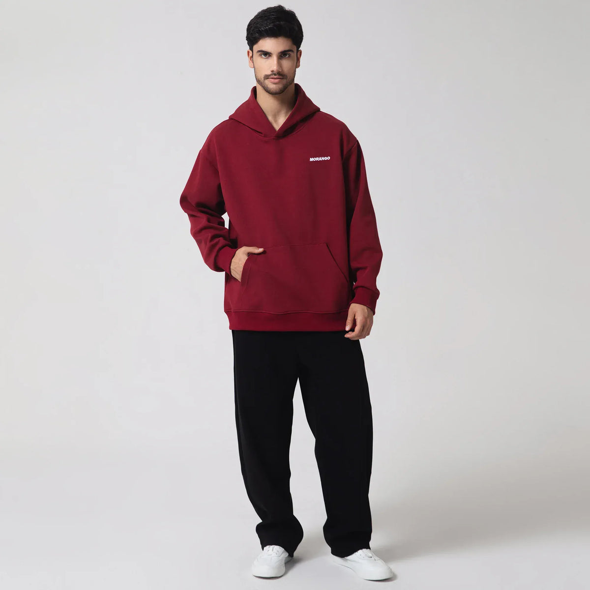 Maroon Casual Printed Hoodie for Men Image
