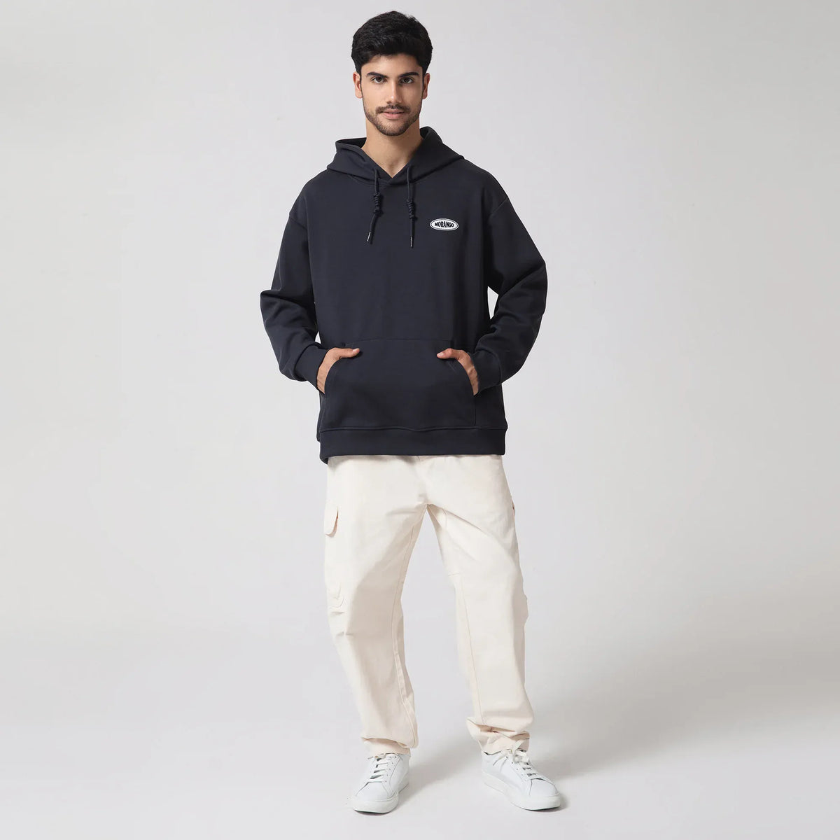 Dark Grey Casual Printed Hoodie for Men Image